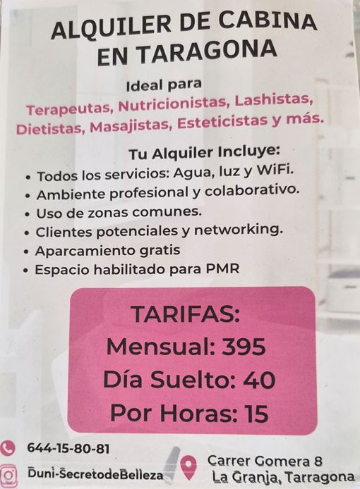 Alquiler de cabina en Tarragona